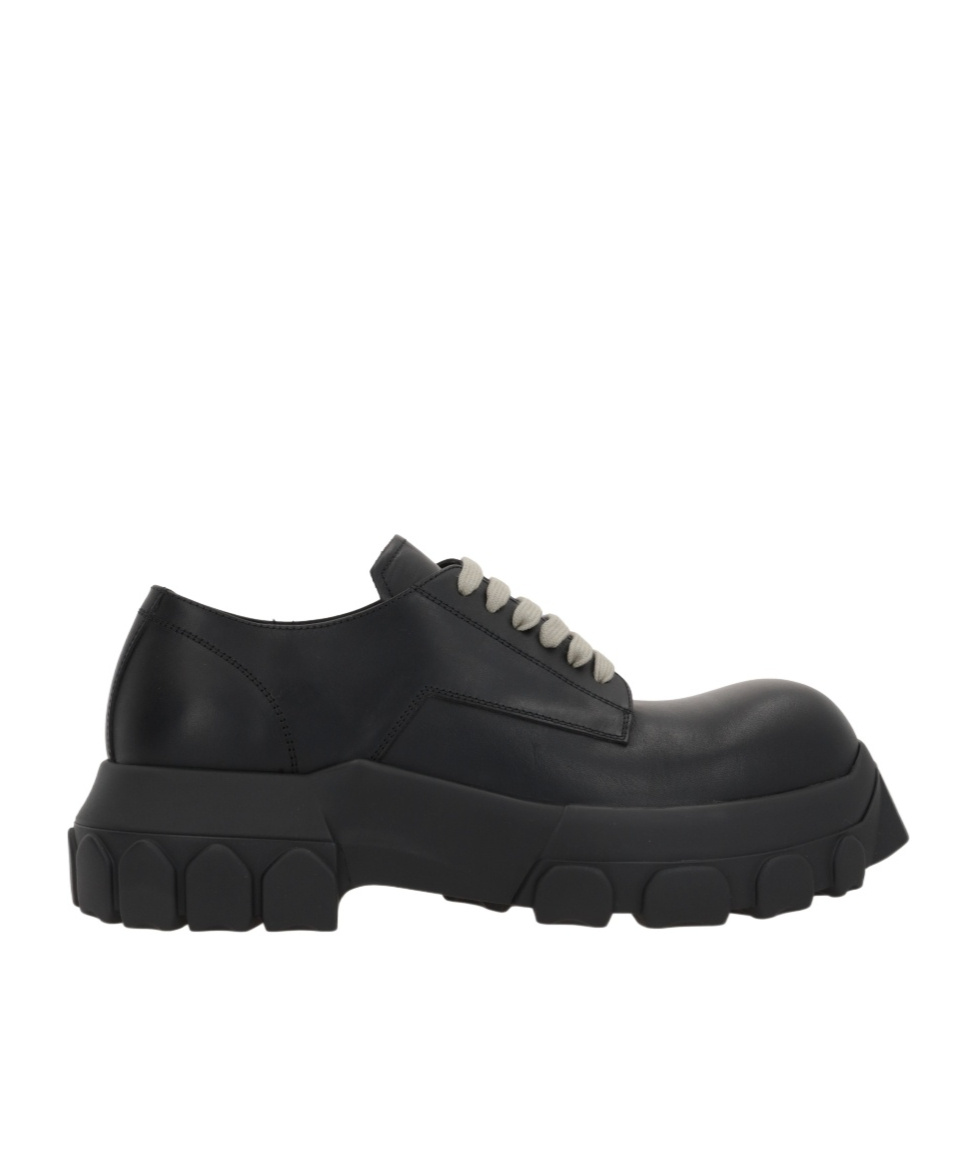Rick Owens Mens Black Bozo Tractor Platform Leather Oxford Shoes In Black