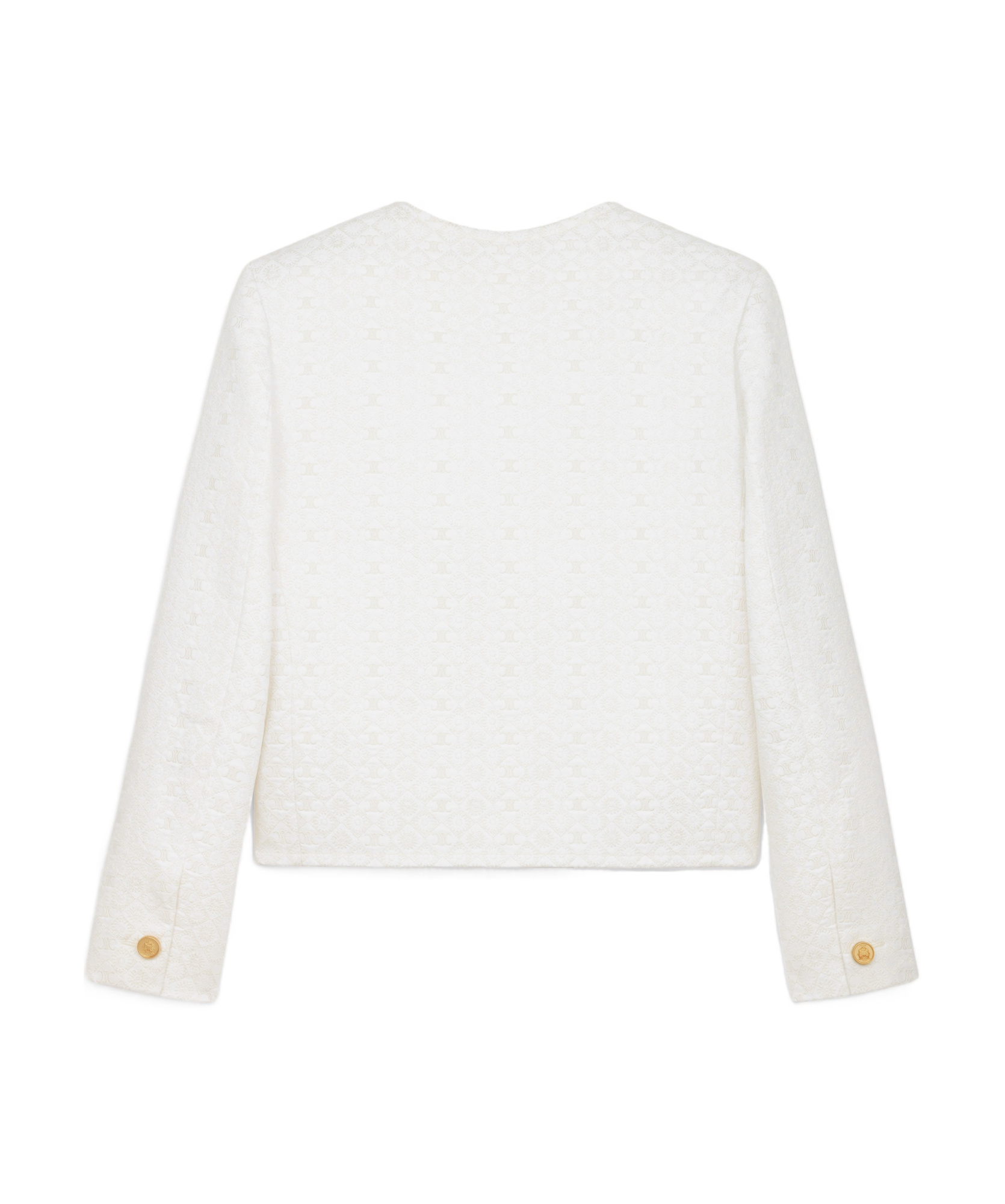 Celine Long-sleeved Leather Jacket In White/ivory