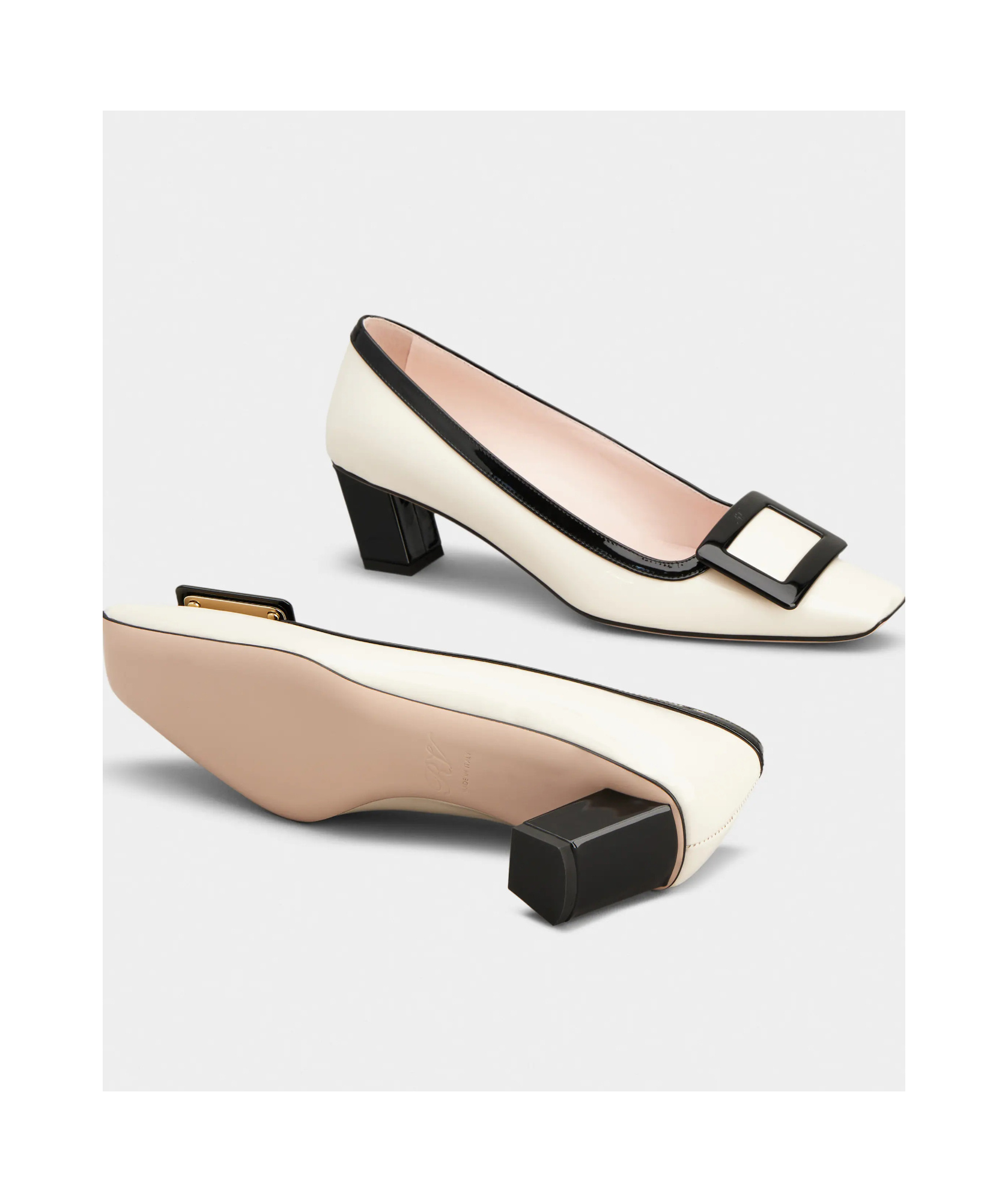 Shop Roger Vivier Belle Vivier Pumps In Patent Leather In White