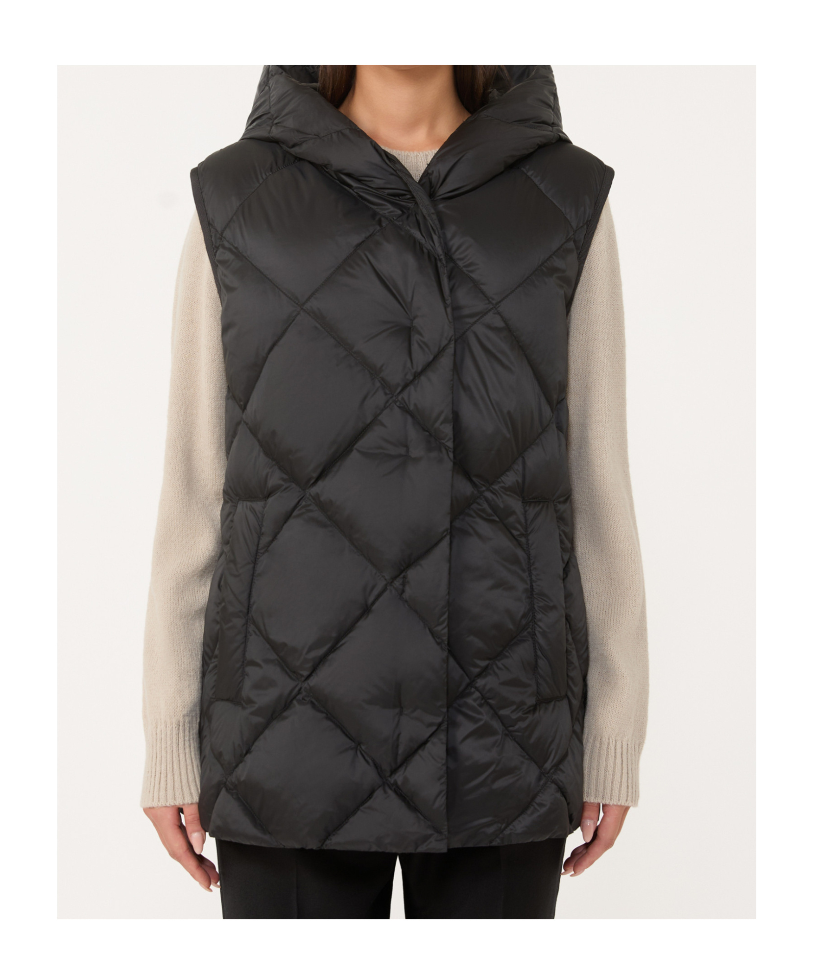 Weekend Max Mara Hooded Cotton Vest In Black
