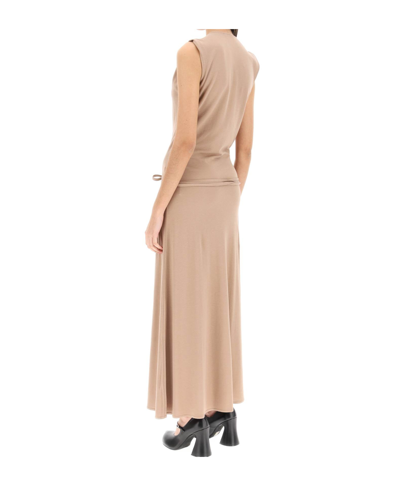 Shop Lemaire Drawstring-detail Midi Dress In Nude