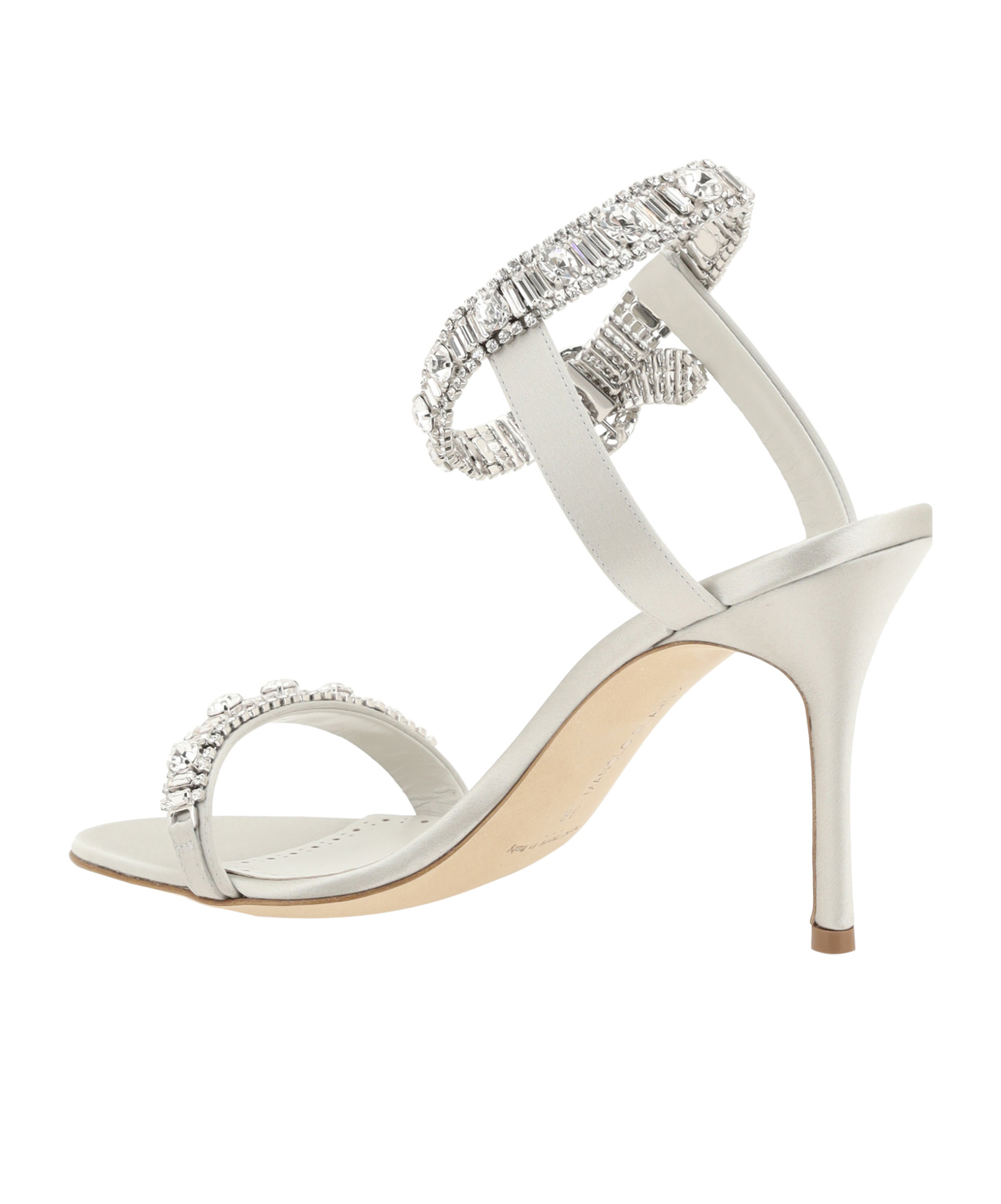 Shop Manolo Blahnik Asasan Embellished Sandals In White