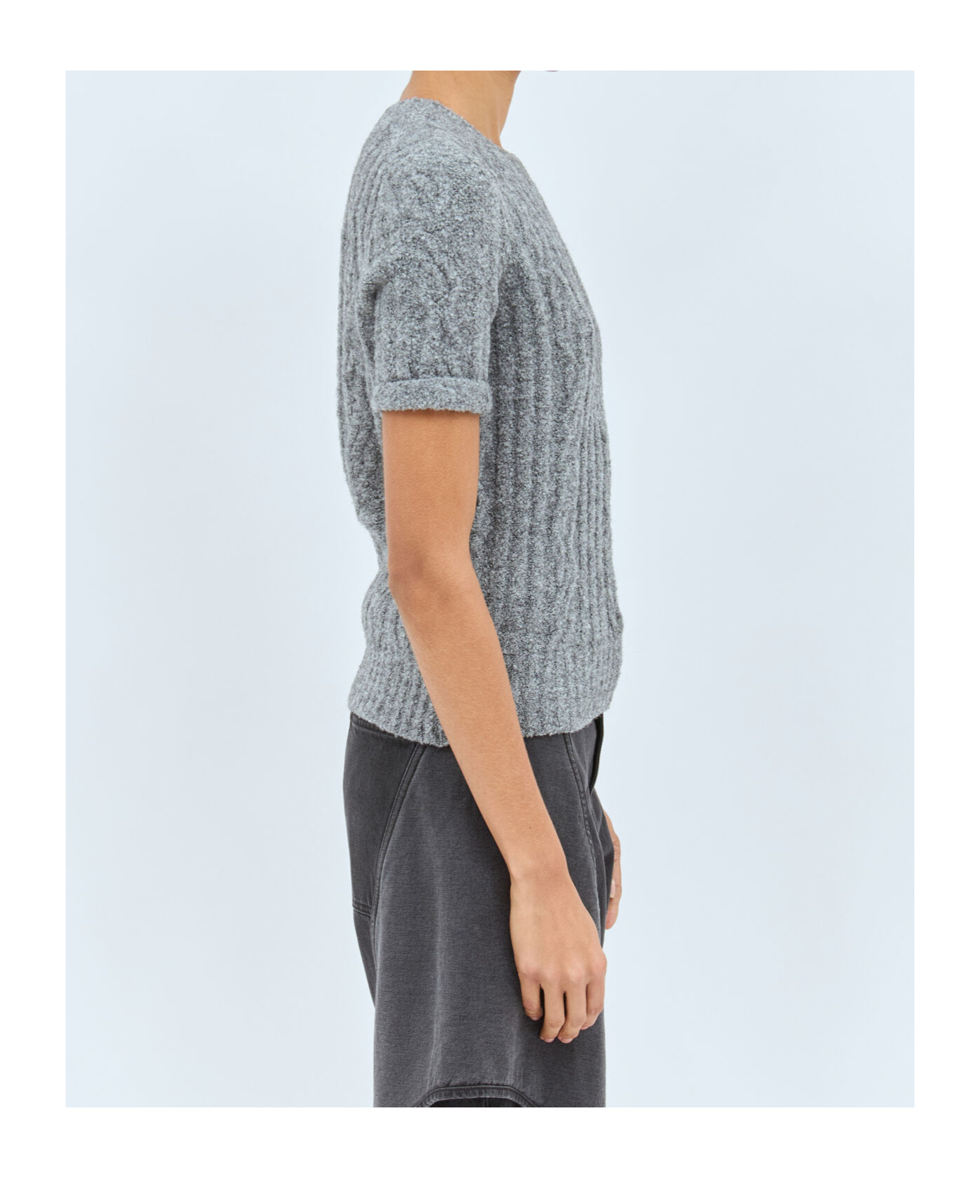 Jw Anderson Cable-knit Short Sleeve T-shirt In Gray