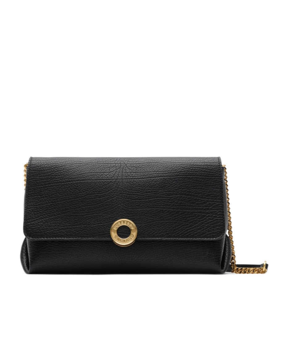 Burberry Leather Chain Strap Clutch In Black