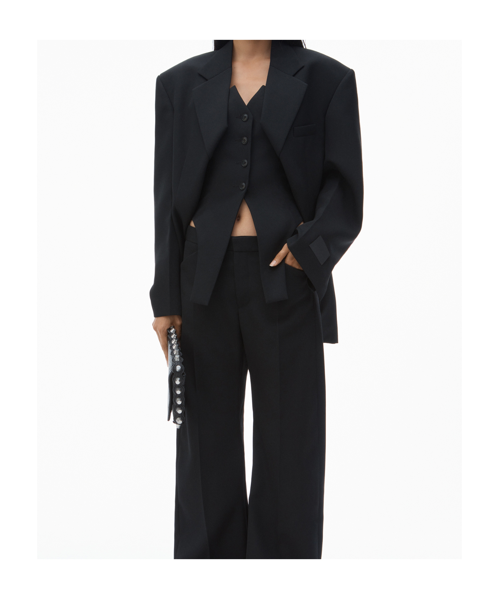 Alexander Wang Exaggerated Split Front Blazer In Black