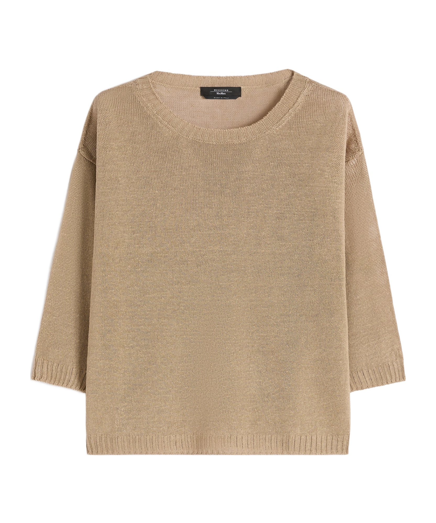 Weekend Max Mara Crew Neck Short-sleeved Knit Sweater In Brown
