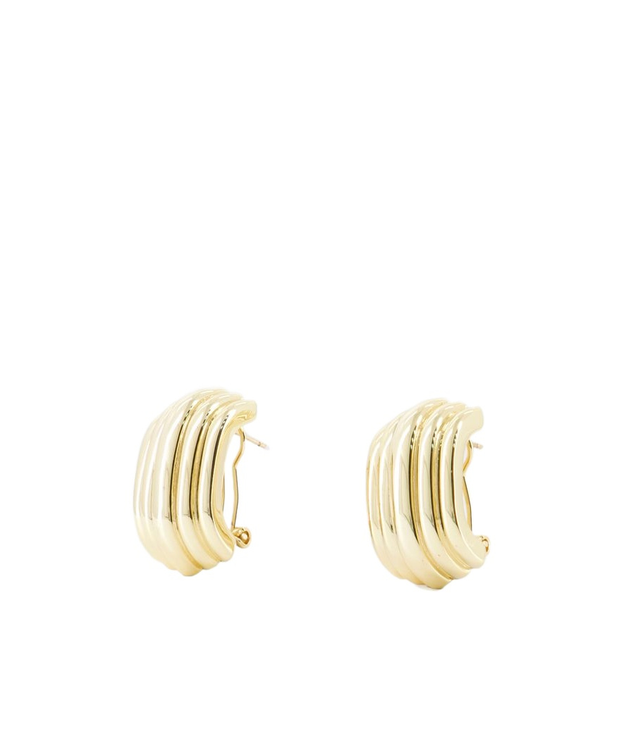 Shop Anine Bing Polished Ribbed Earrings In Yellow