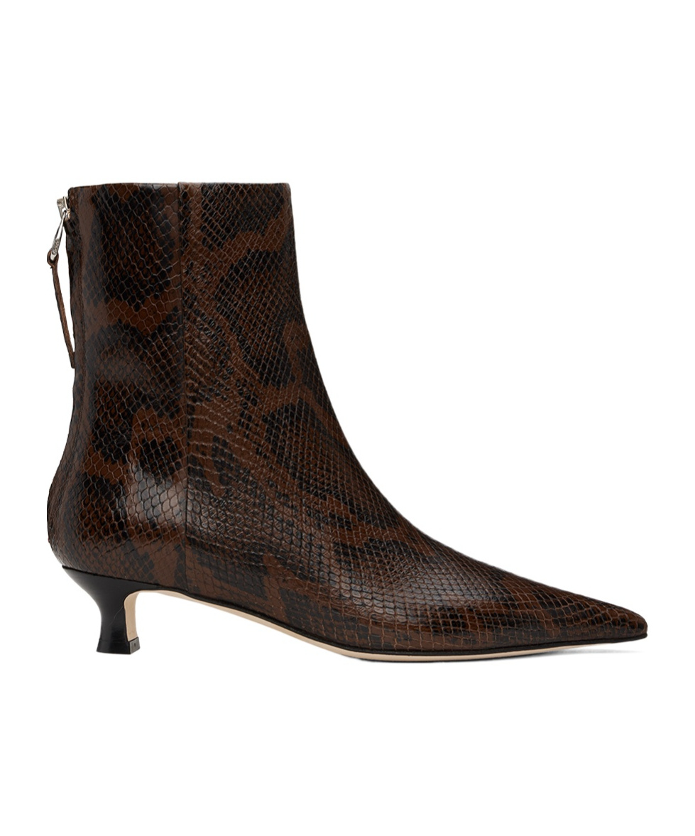 Aeyde Zoe Snake-effect Leather Ankle Boots In Black