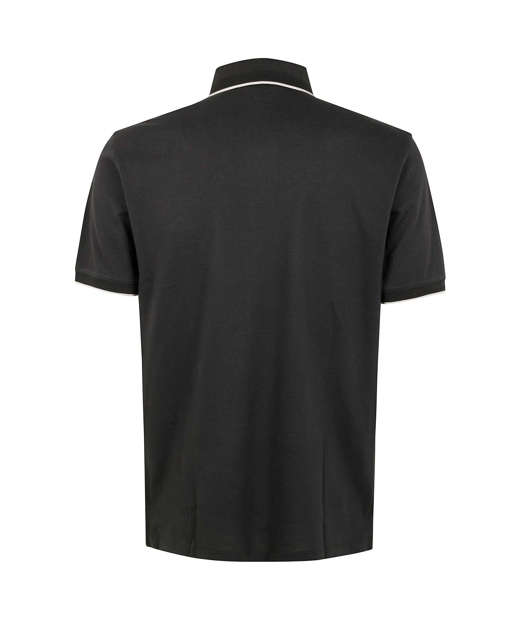Emporio Armani Eagle Embroidery Piquet Polo Shirt In Black