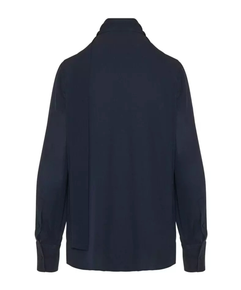 Shop Valentino Scarf Detail Silk Shirt In Black