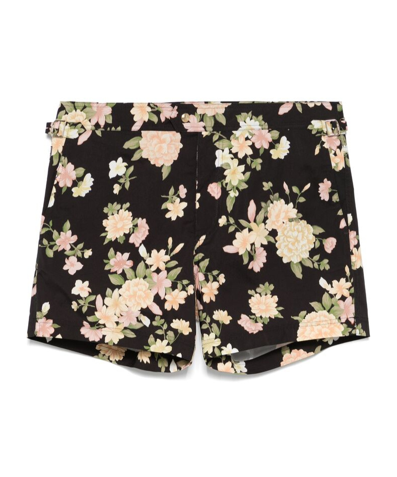 Tom Ford All-over Floral Printed Swim Shorts In Black