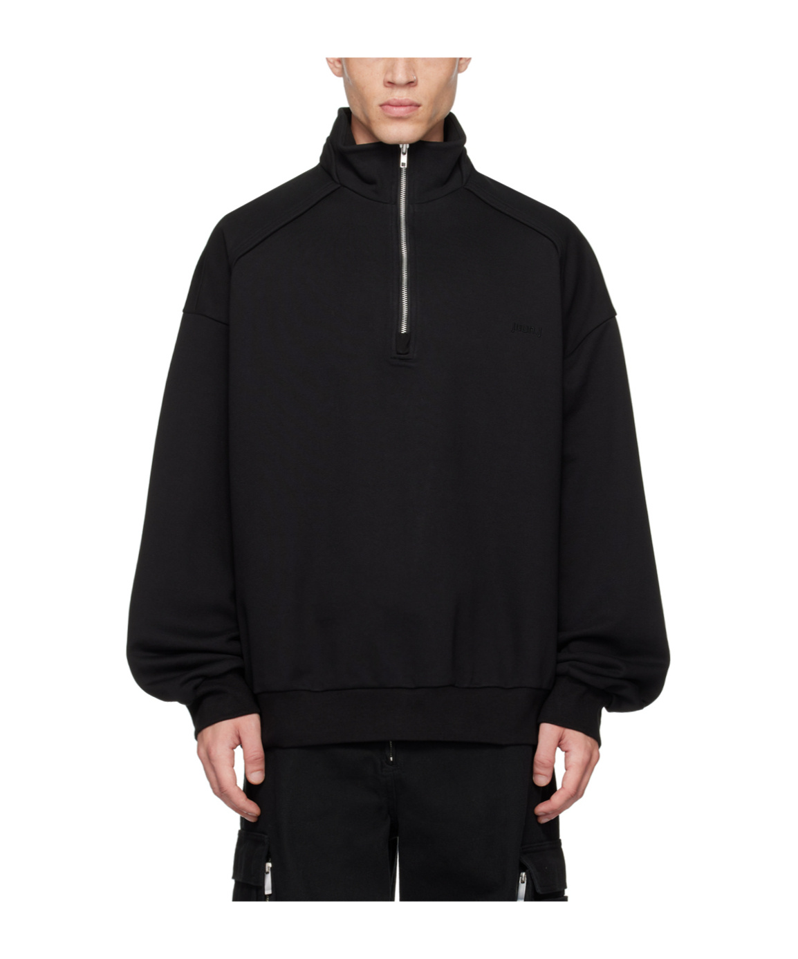 Juunj Half-zipper Stand-collar Sweatshirt In Black
