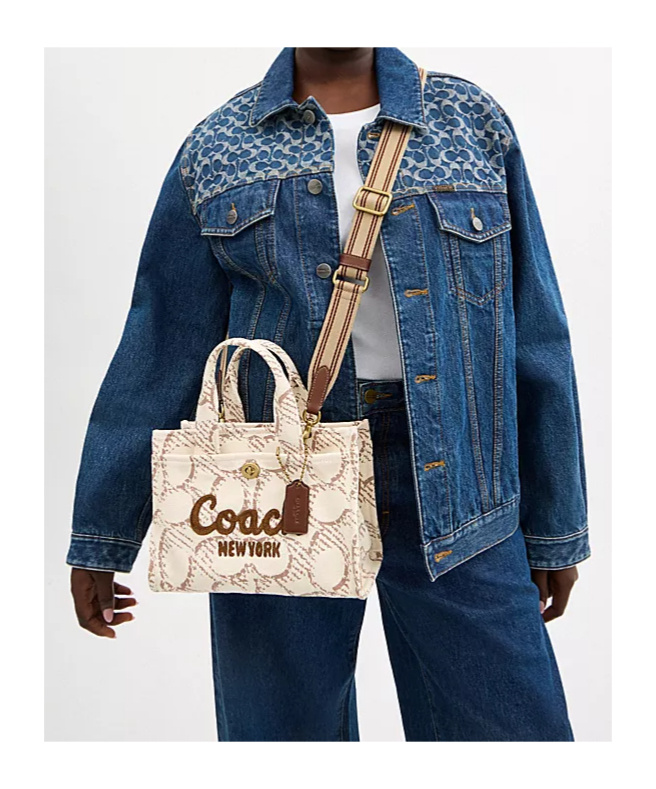 Coach Cargo Tote Bag 26 With Signature Canvas In Nude