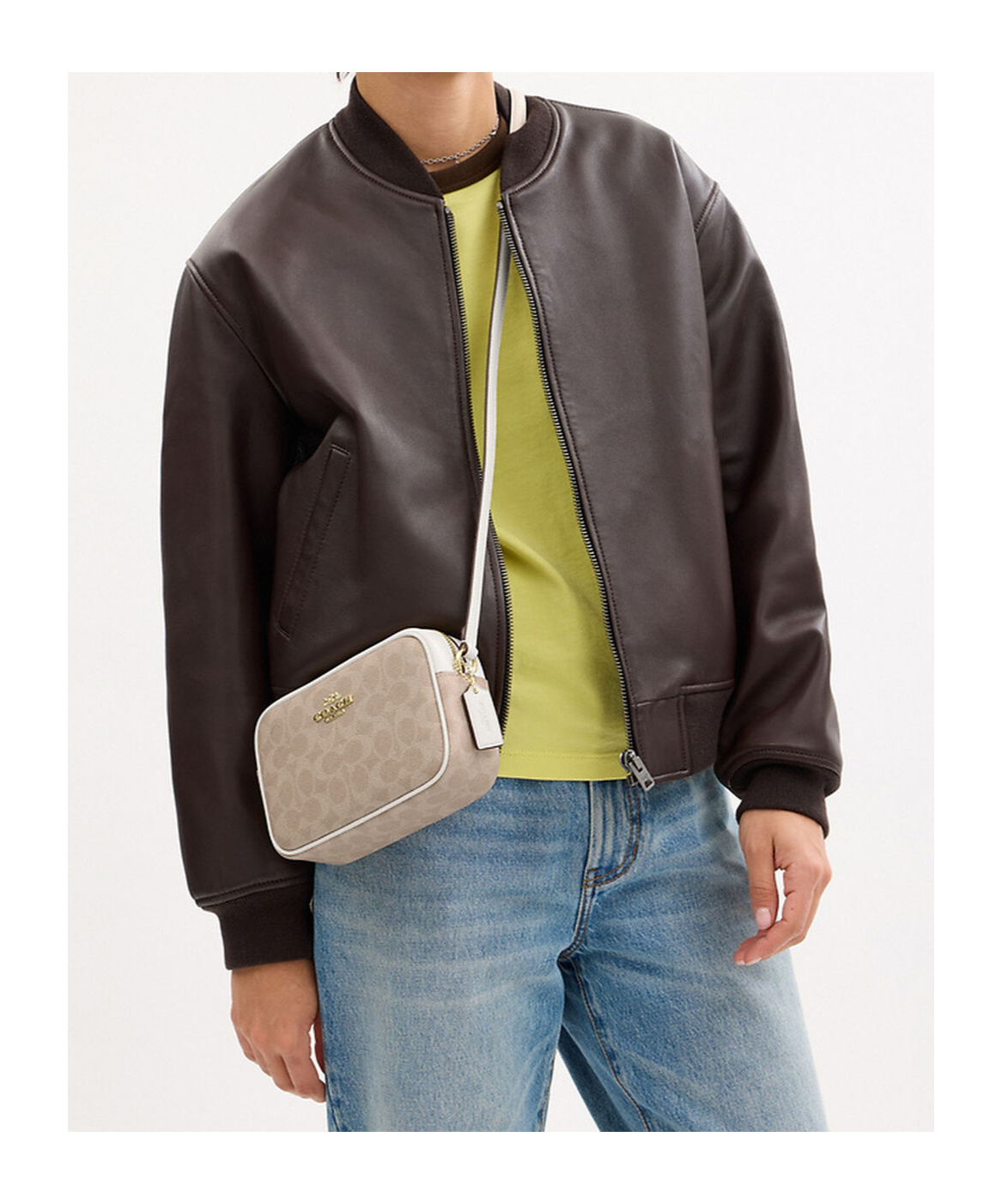 Coach Mini Jamie's Signature Canvas Camera Bag In Nude