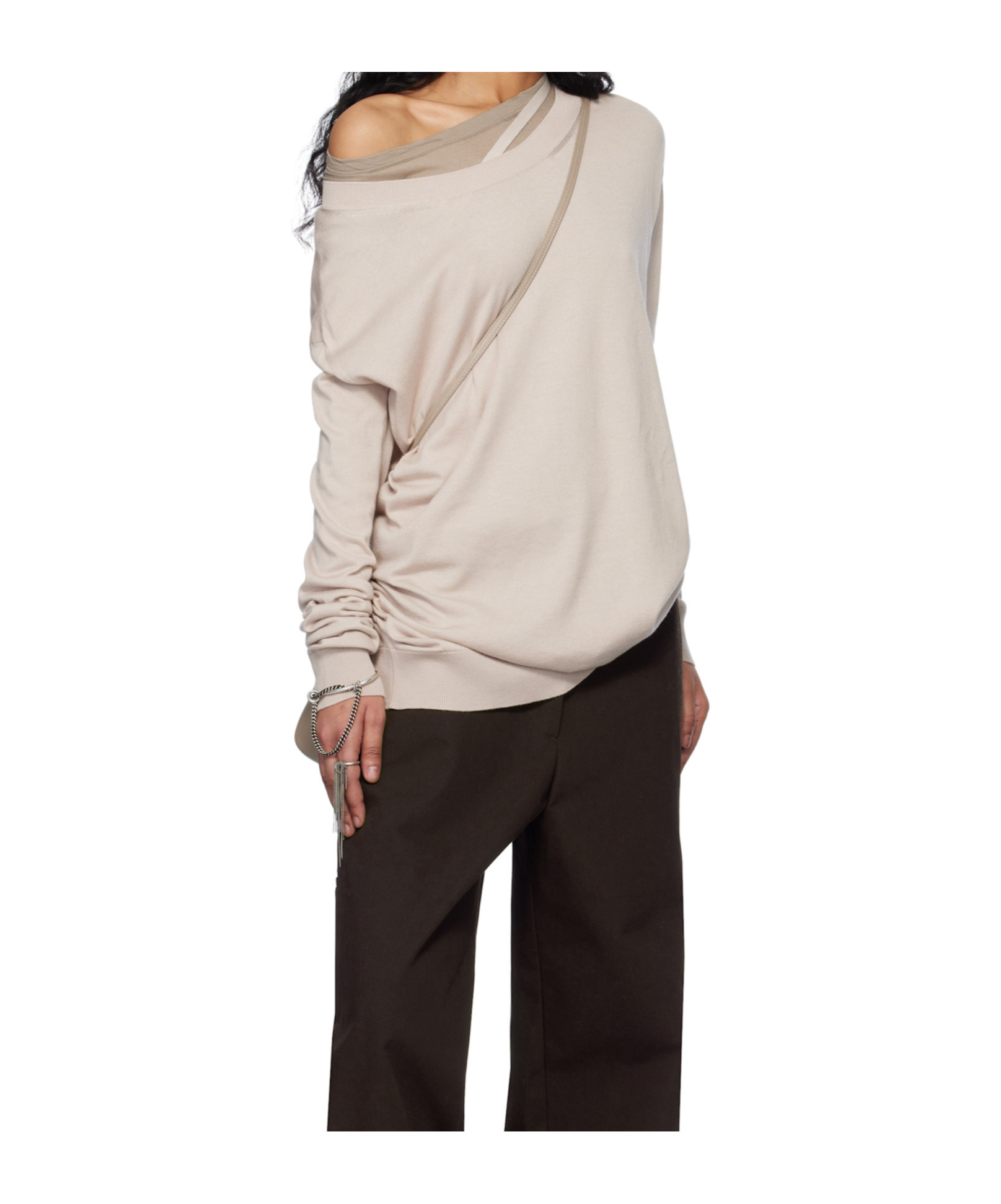 Ann Demeulemeester Beige Helle High-comfort Sweater In Nude