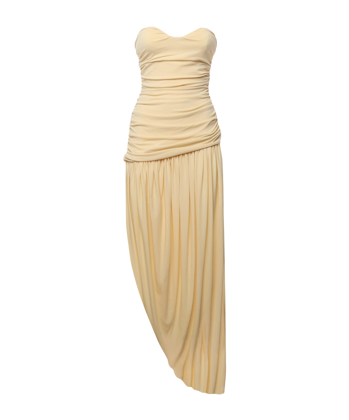 Magda Butrym Crepe Knit Draped Maxi Dress In Neutral