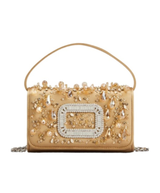 Roger Vivier Pilgrim Micro Bag In Satin In Brown