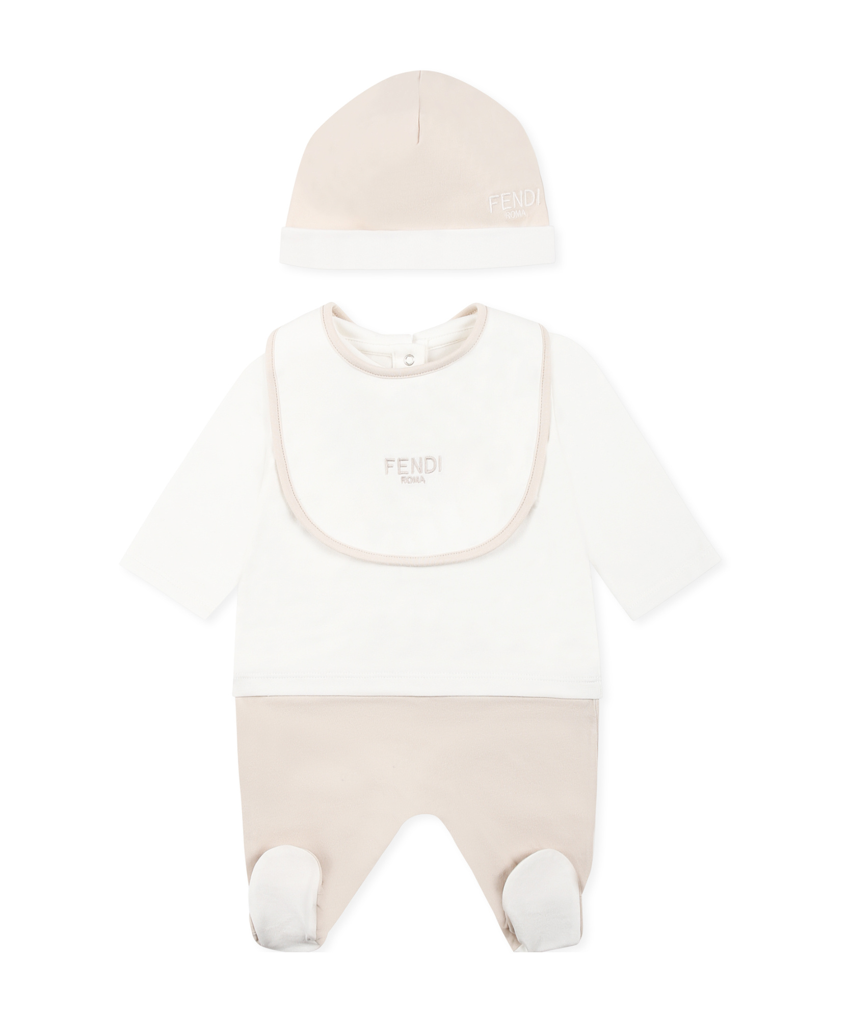 Fendi Babygrow Set With Logo In Neutral