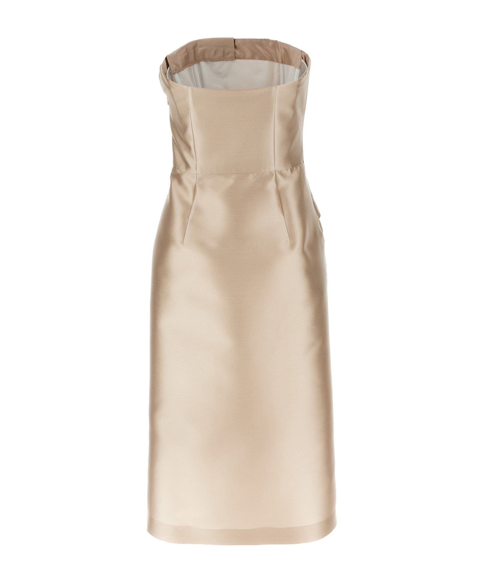 Alberta Ferretti Beige Mikado Longuette Dress In Neutral