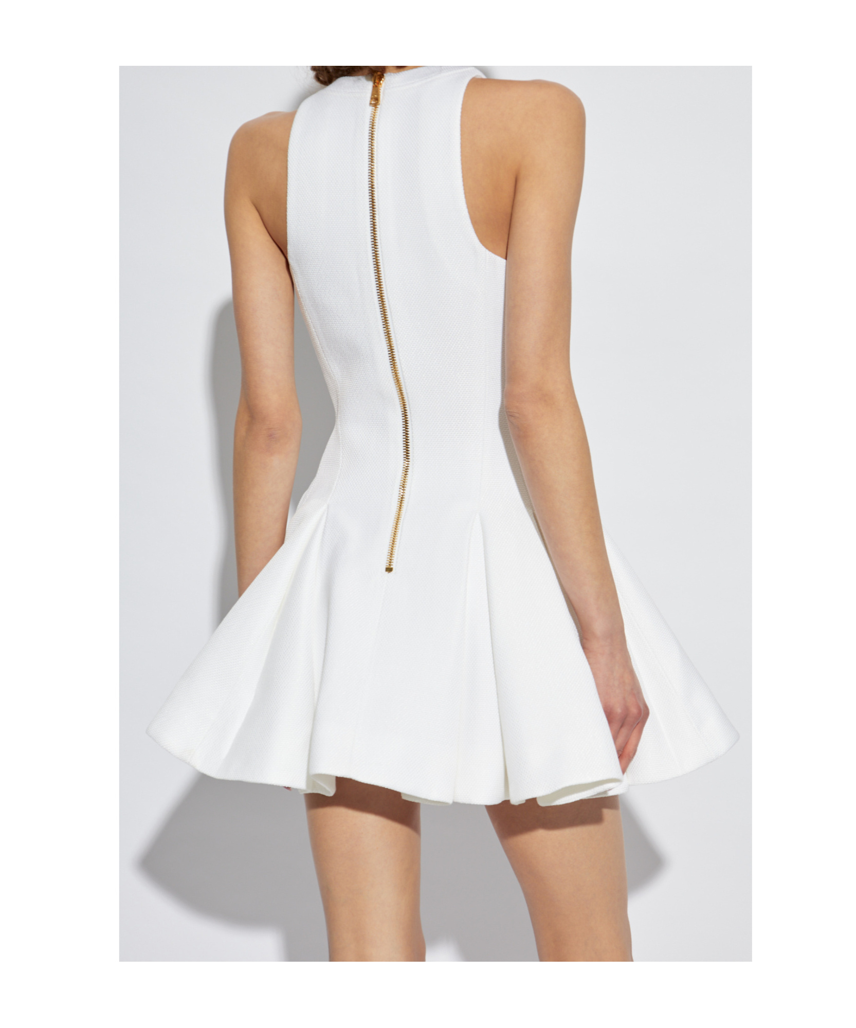 Shop Balmain A-line Pleated Dress In White