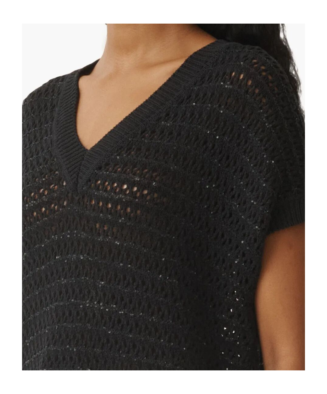 Shop Fabiana Filippi Sequins Ribbed Jumper In Black