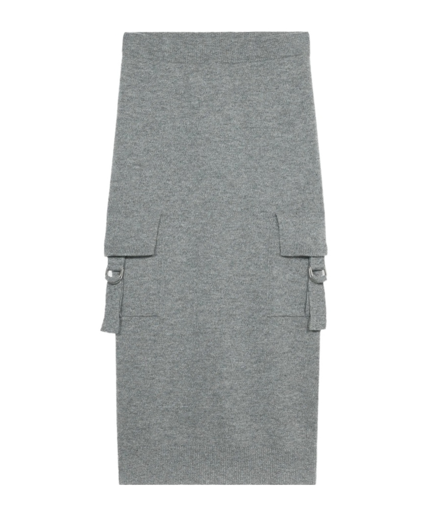 Blumarine Cargo-pockets Wool Midi Skirt