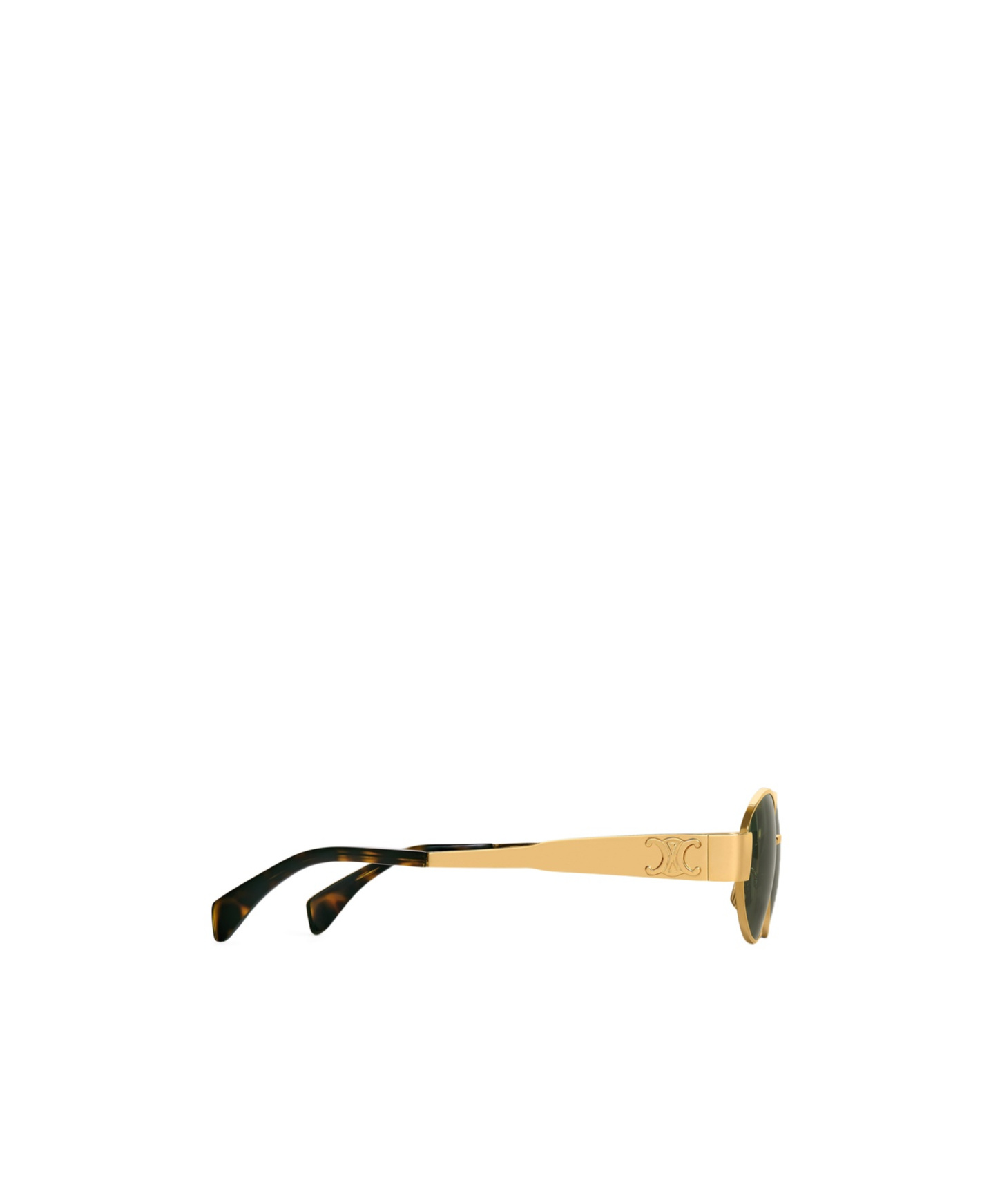 Celine Triomphe Metal 01 Metal Elliptical Sunglasses In Green