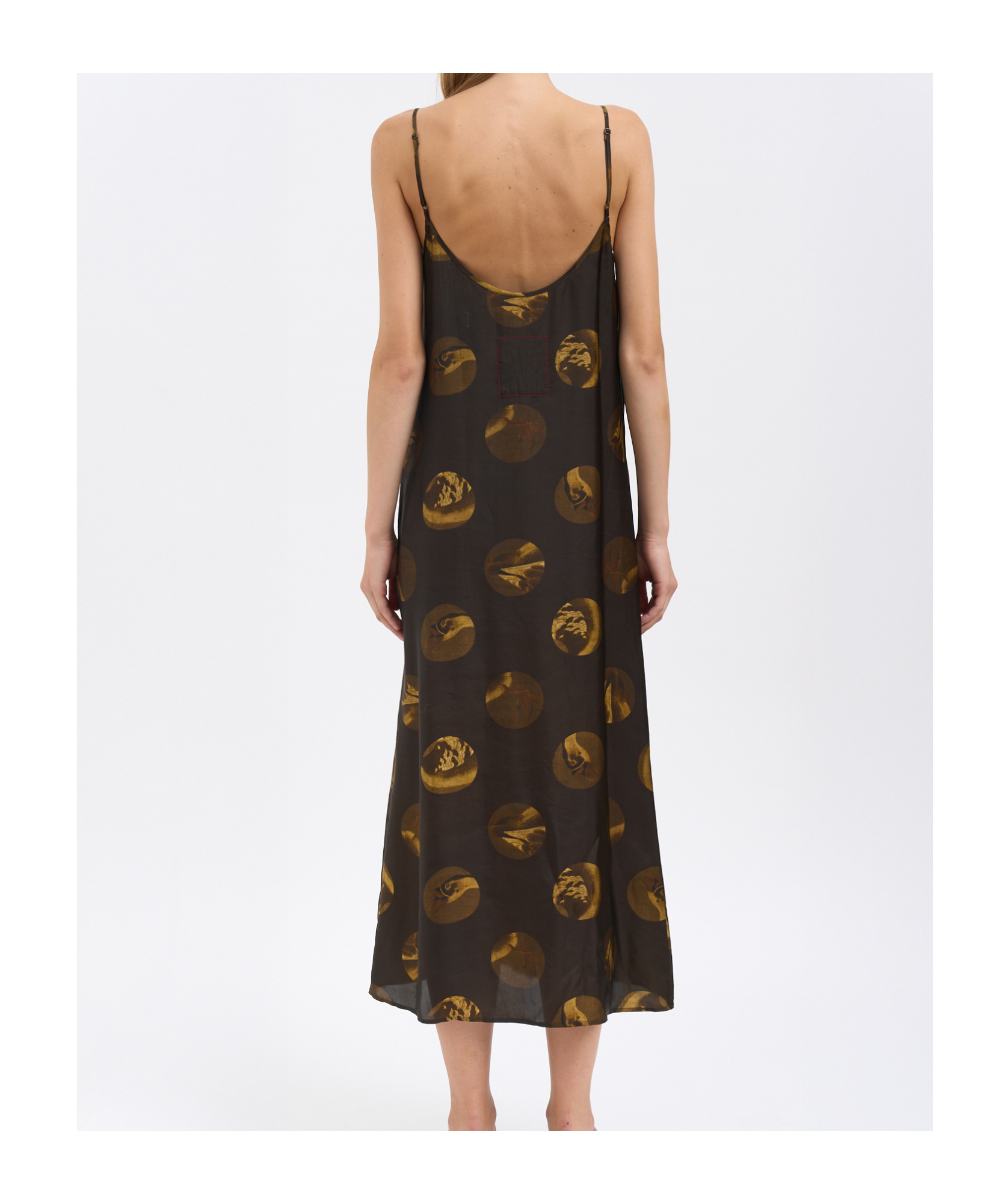 Uma Wang Anaya Brown Sleeveless Dress With Round Neck And All-over Motif In Viscose Blend Woman In Multi