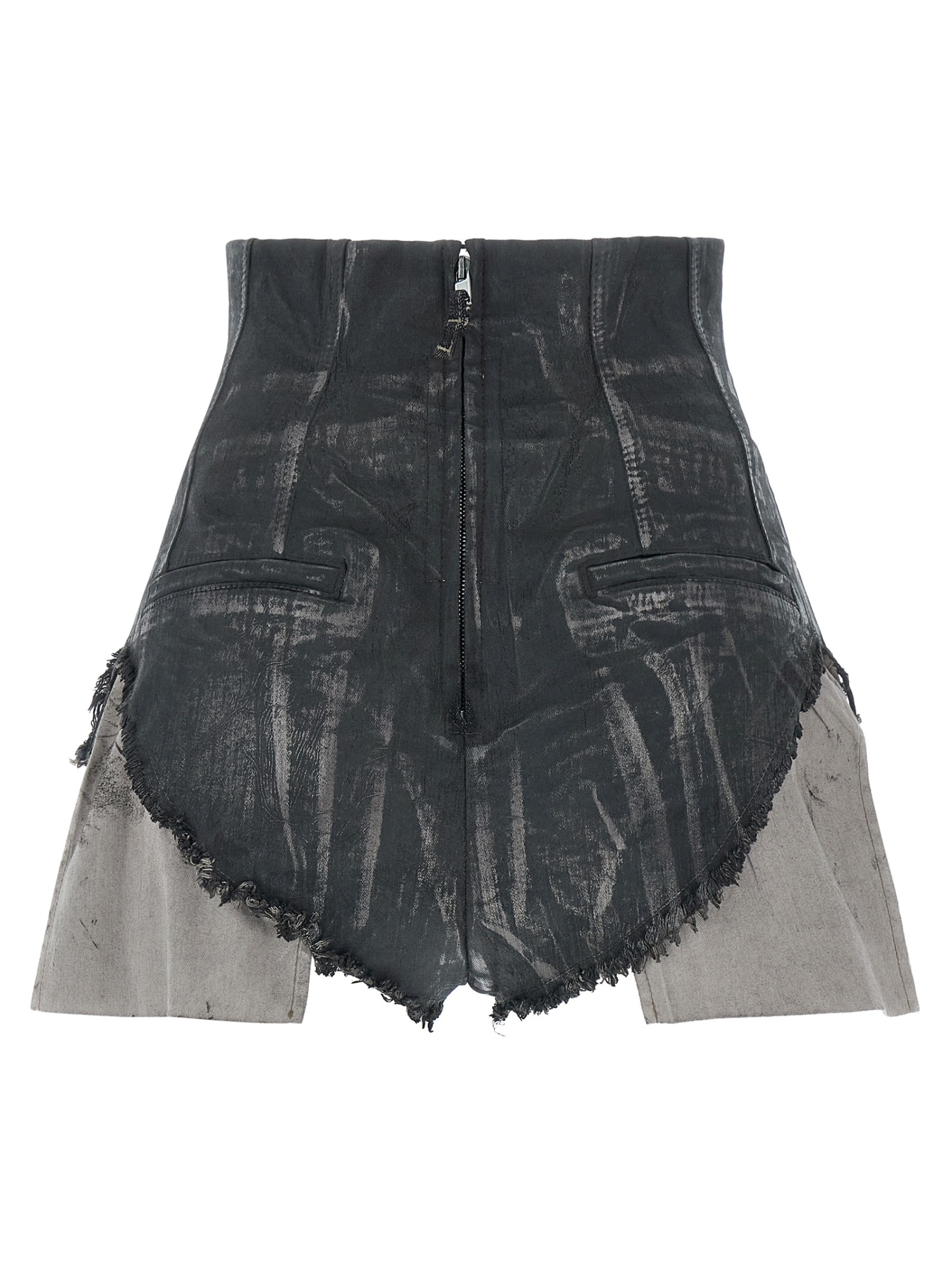 Rick Owens Drkshdw Dirt Cutoffs Coated Frayed Shorts In Black
