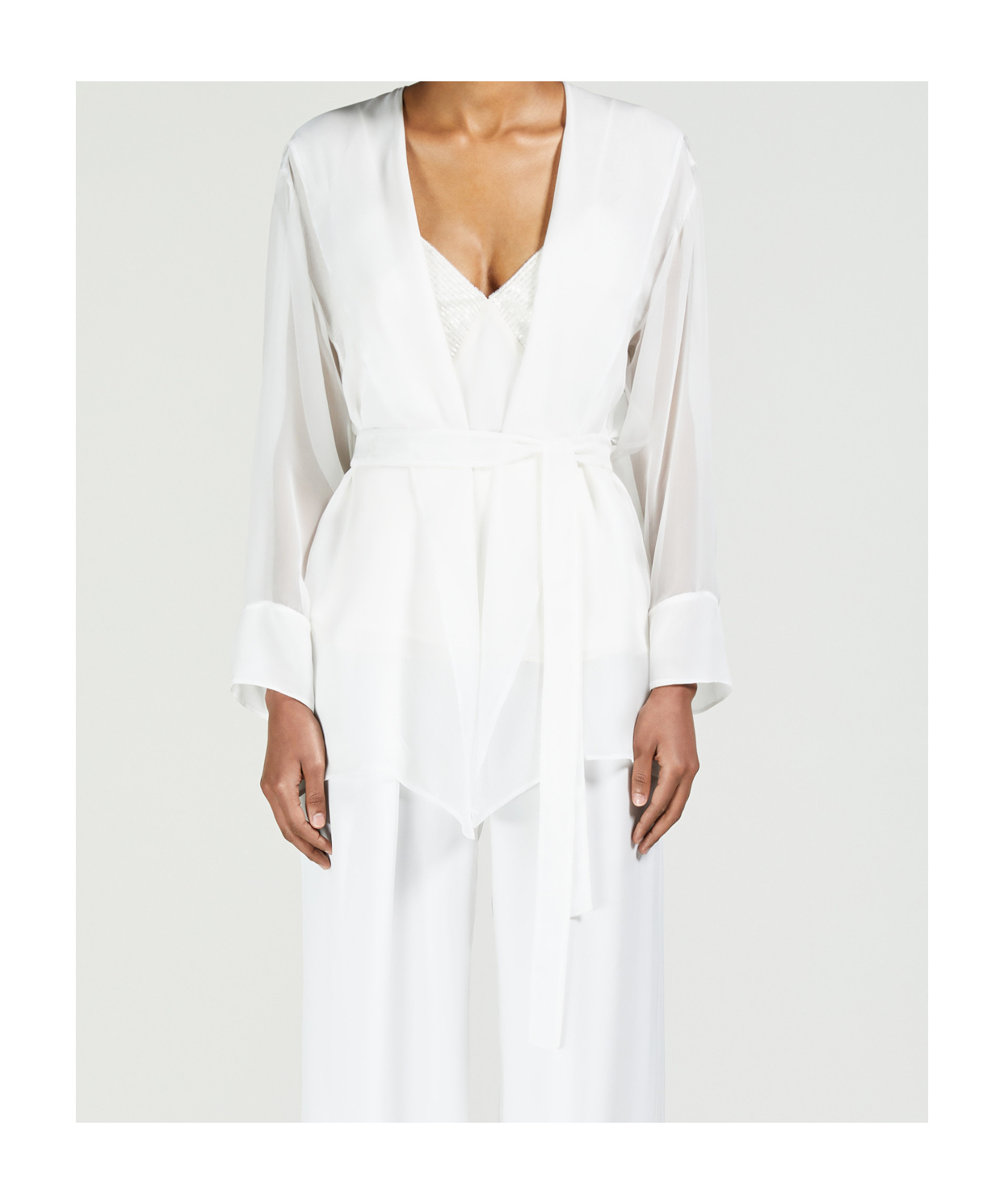 Max Mara Long-sleeved Robe Jacket In White
