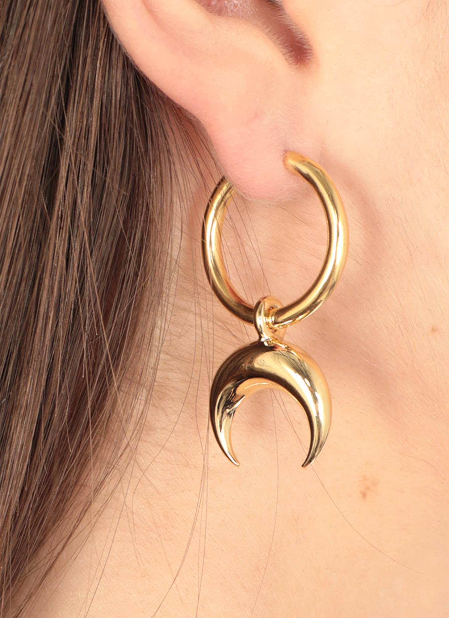 Marine Serre Moon Pendant Ring Earrings In Yellow