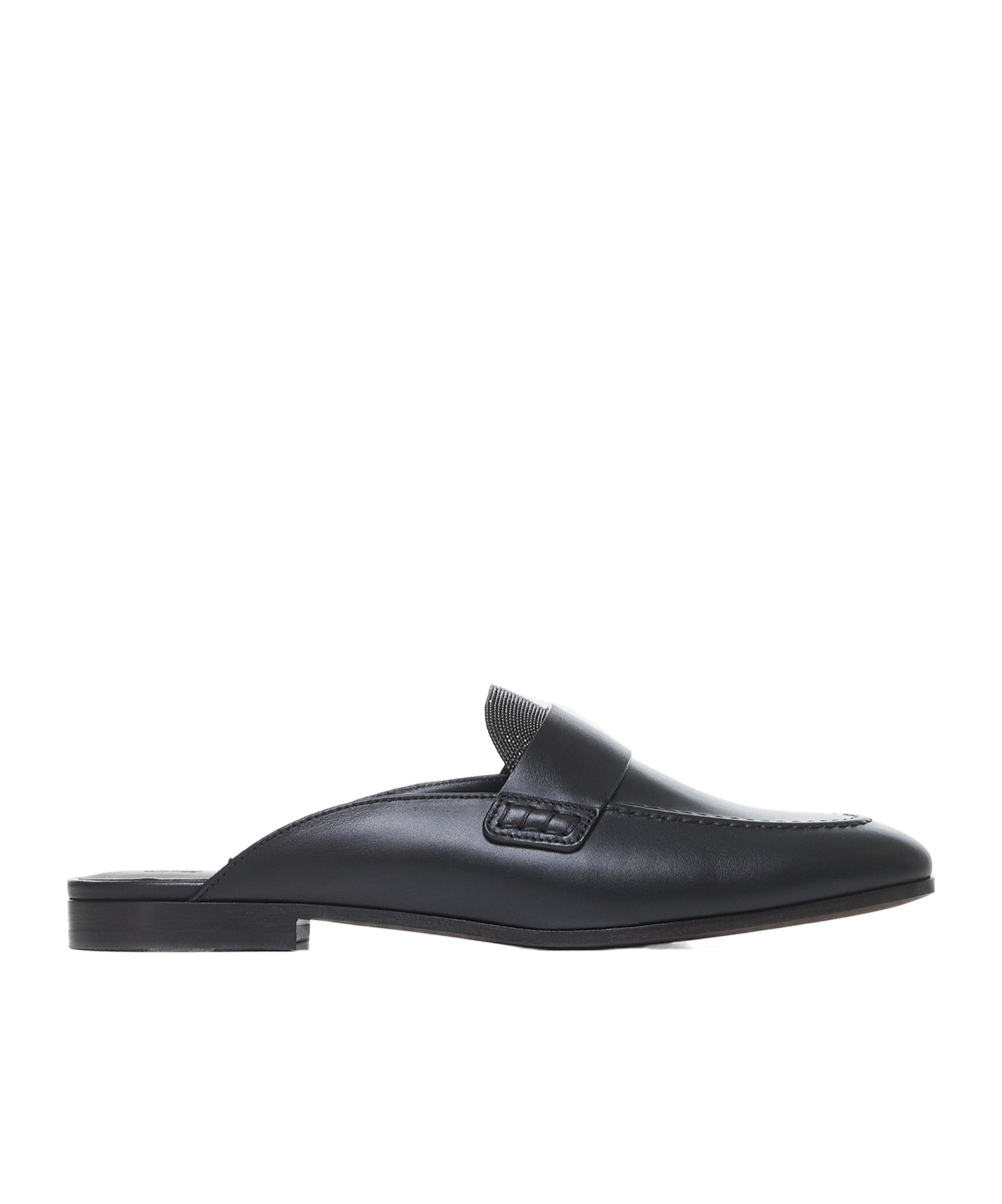 Brunello Cucinelli Round Head Slippers In Black