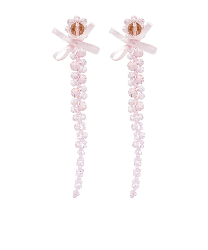 Simone Rocha Petite Bow Drip Crystal Earrings In Pink