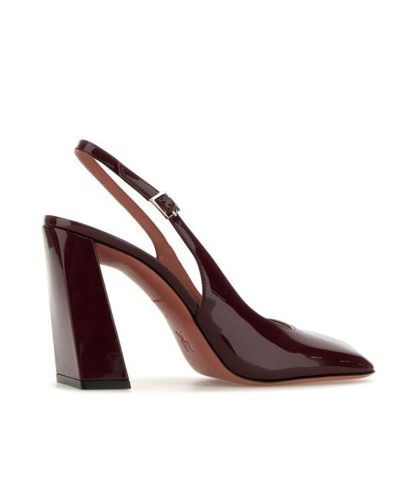 Amina Muaddi Grape Leather Charlotte Pumps In Brown