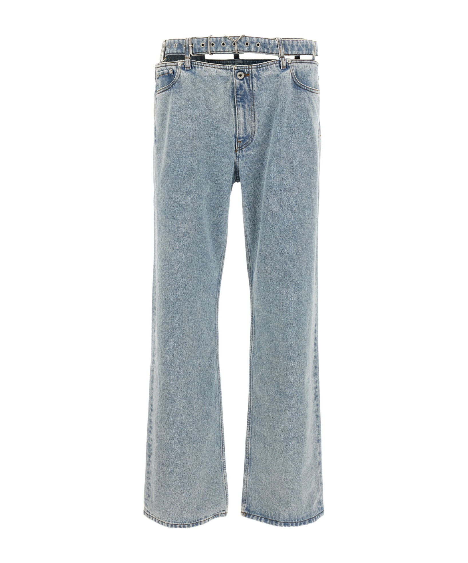Y/project Blue Y Belt Jeans In Blue