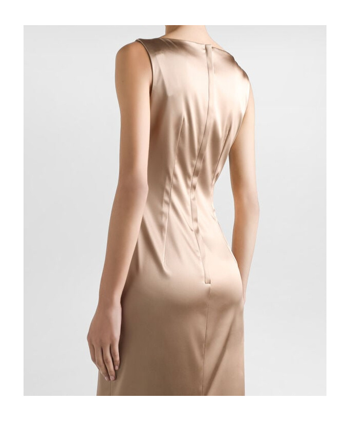 Dolce & Gabbana Ruched Stretch-satin Midi Dress In Neutral