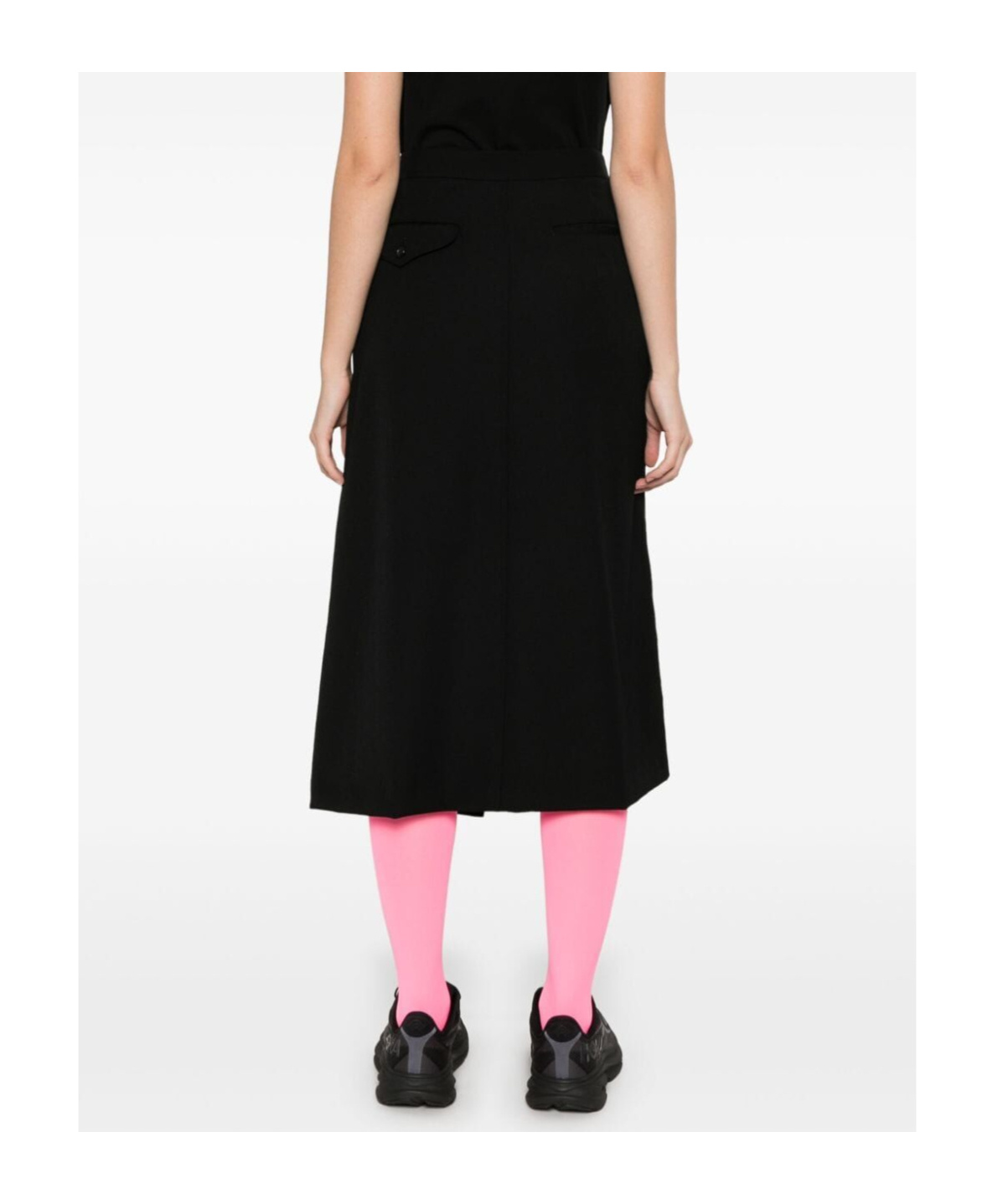 Shop Comme Des Garçons Wool Midi Skirt In Black