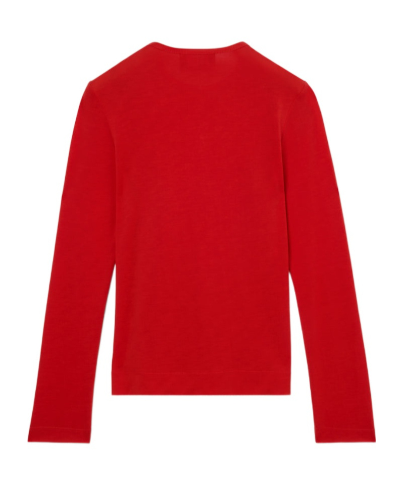 Simone Rocha Bow Ribbon Tail Long Sleeve T-shirt In Red