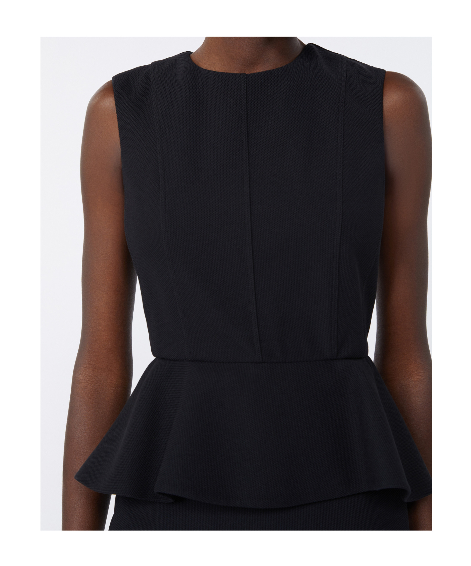 Max Mara Cosmos Sleeveless Knit Peplum Dress In Black
