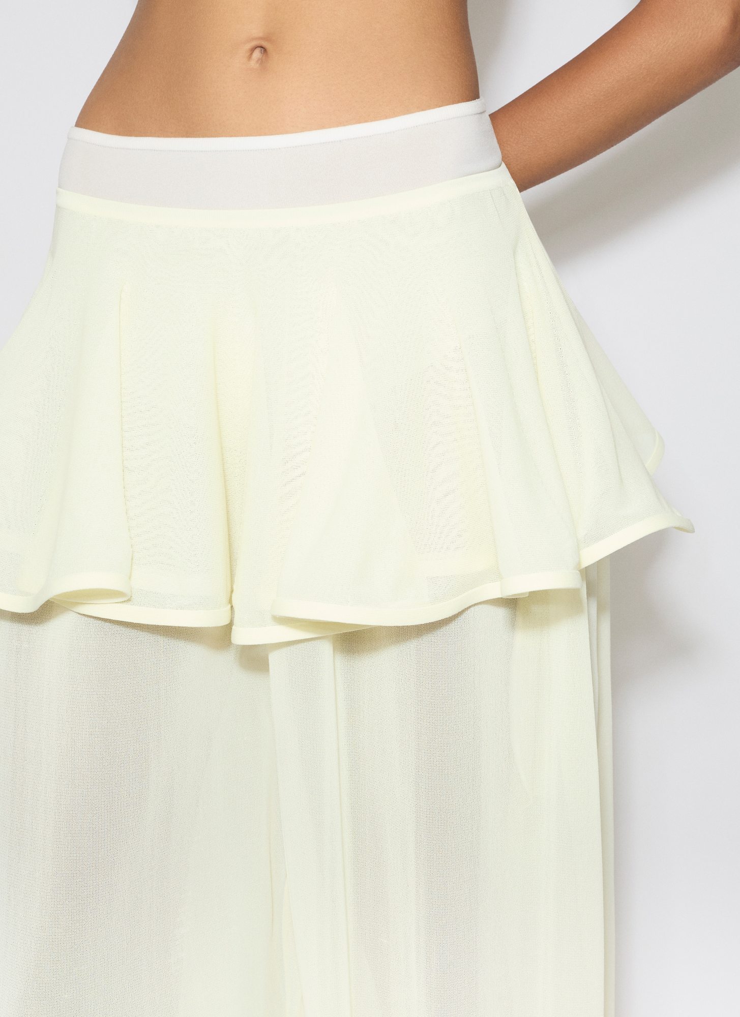 Alaïa Knitted Ruffled Casual Pants In White
