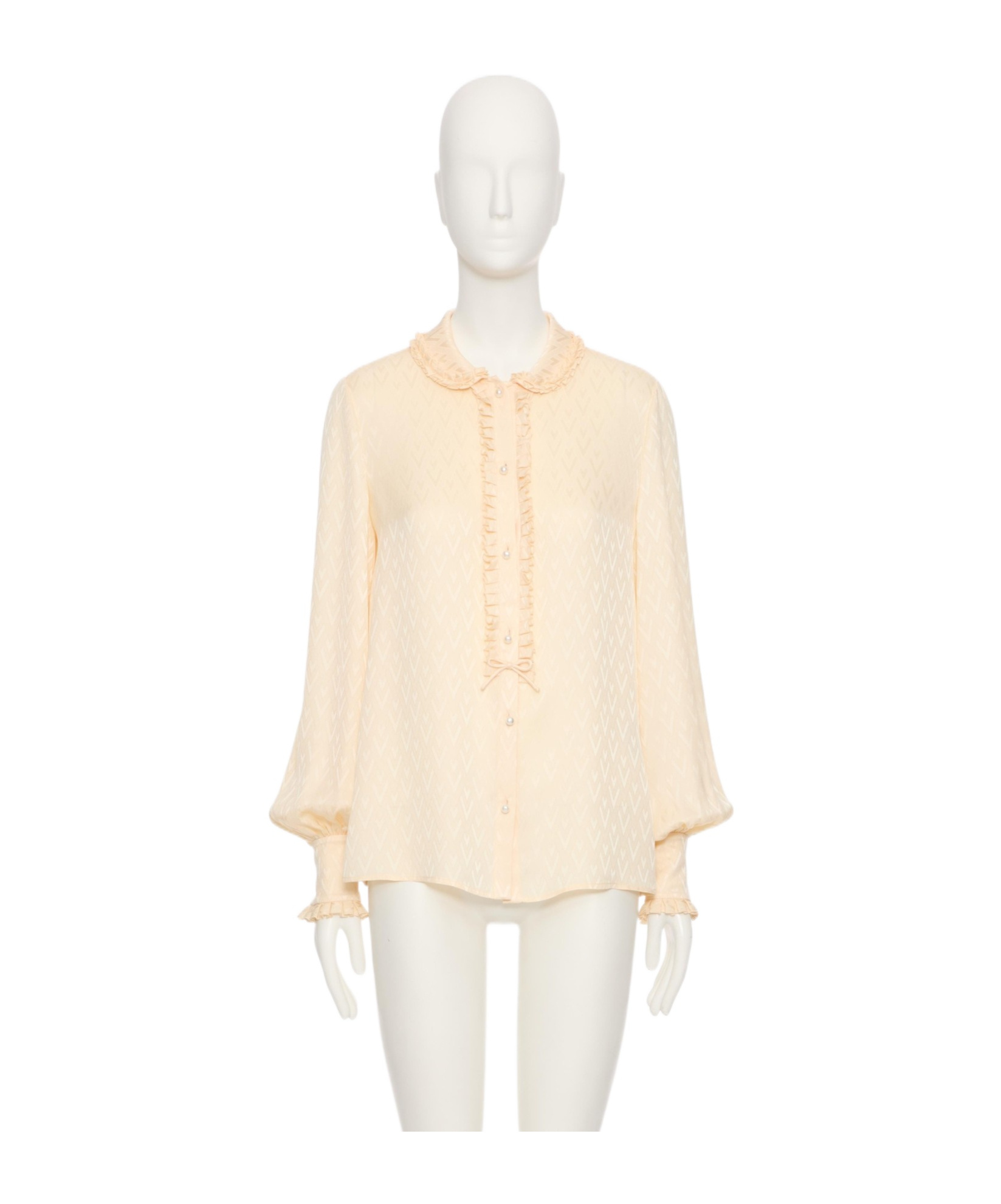 Valentino Chemise En Jacquard De Soie Toute La V Femme Bouleau 48 In Birch Color