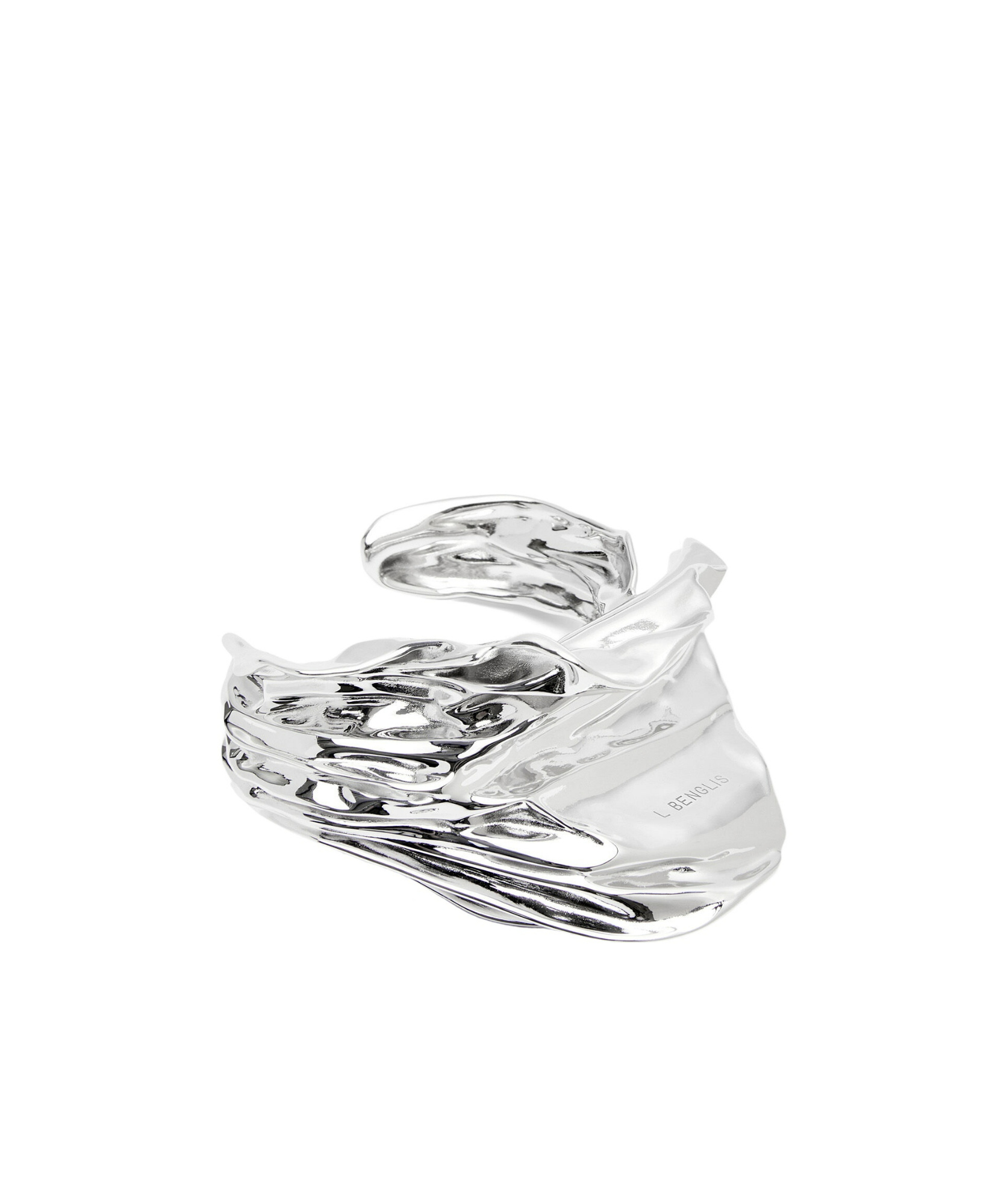 Loewe Pleated Fan Cuff In Sterling Silver In White