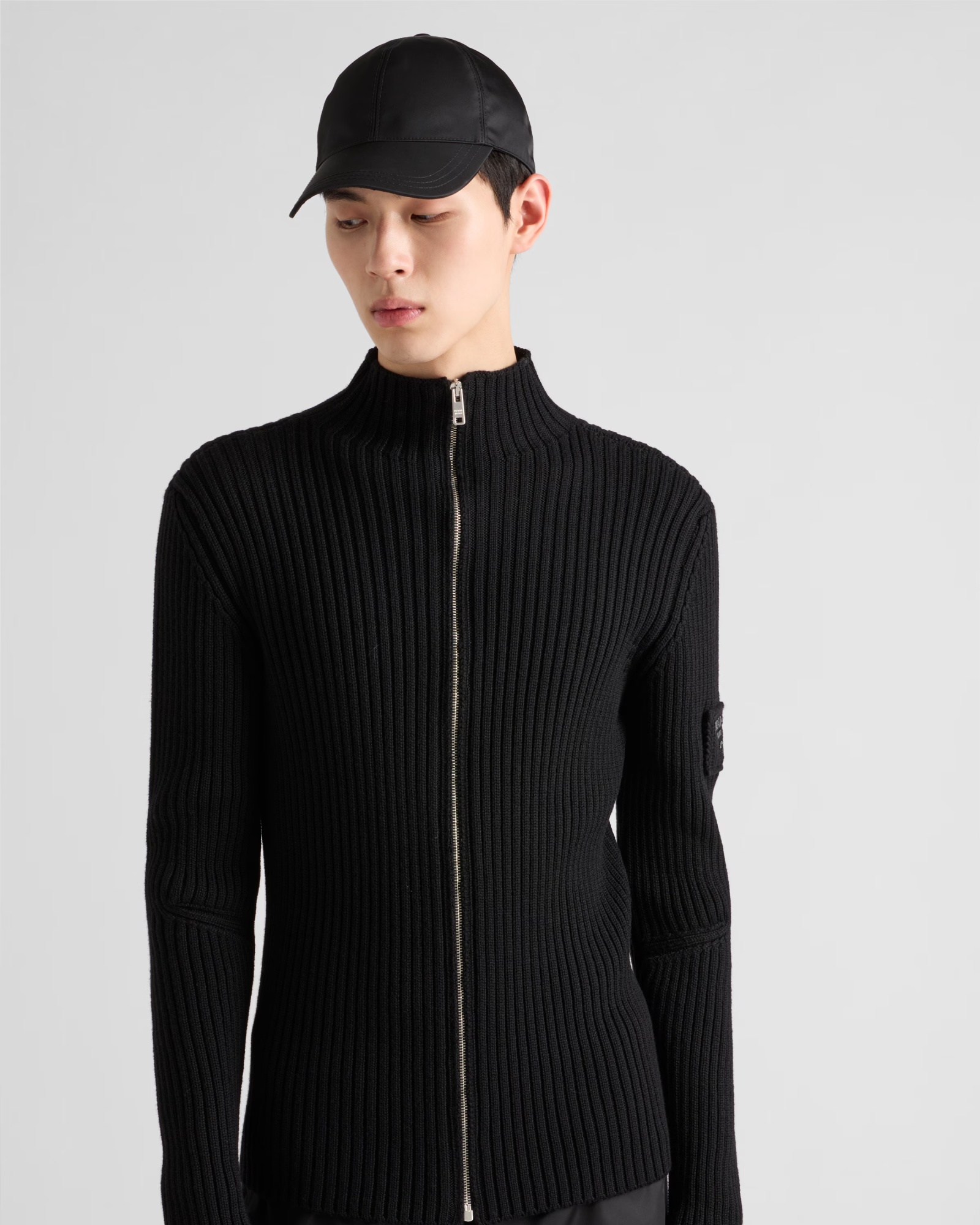 Prada Wool Cardigan In Black