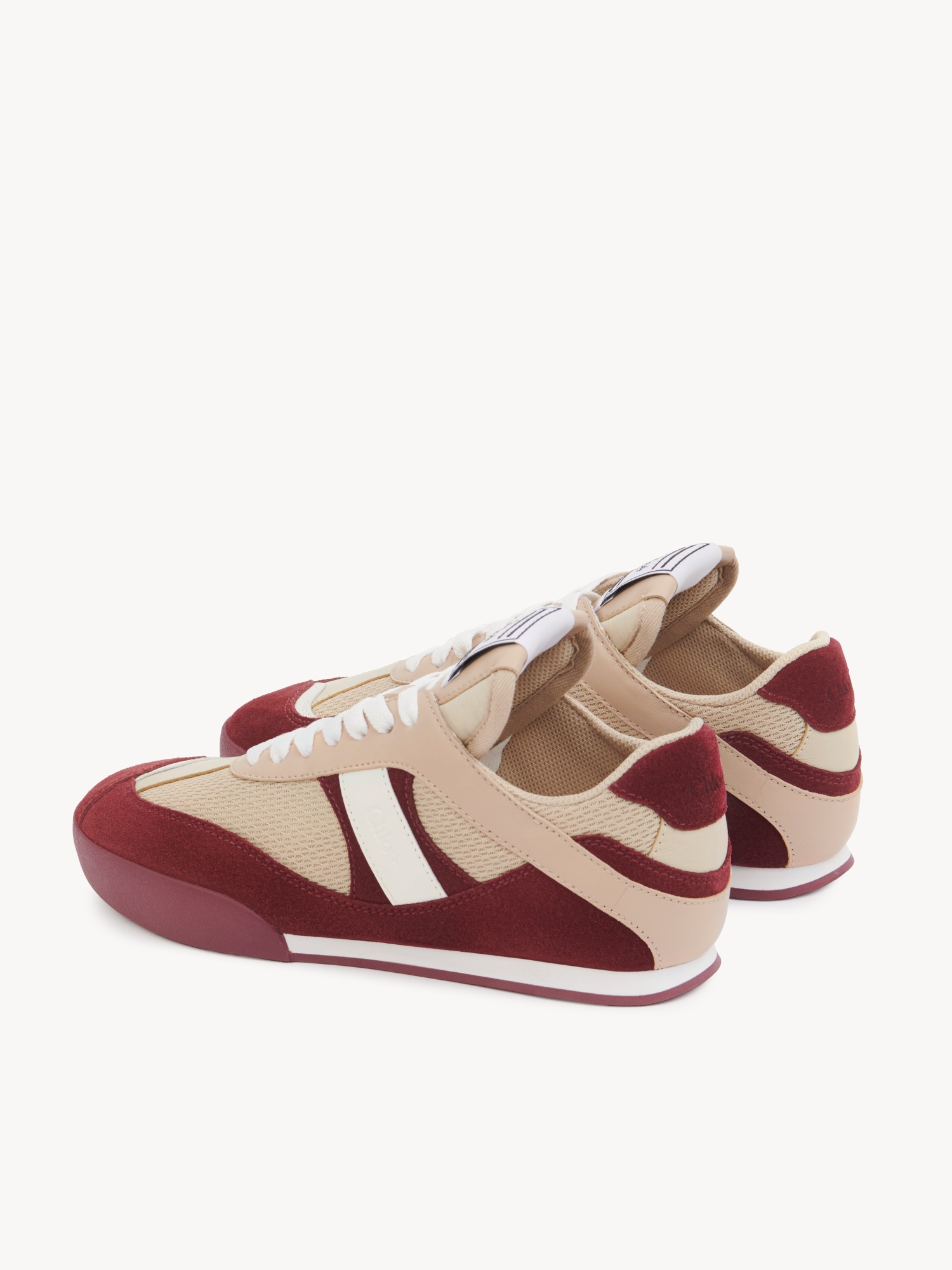 Chloé Kick Mixed Leather Retro Low-top Sneakers In Red