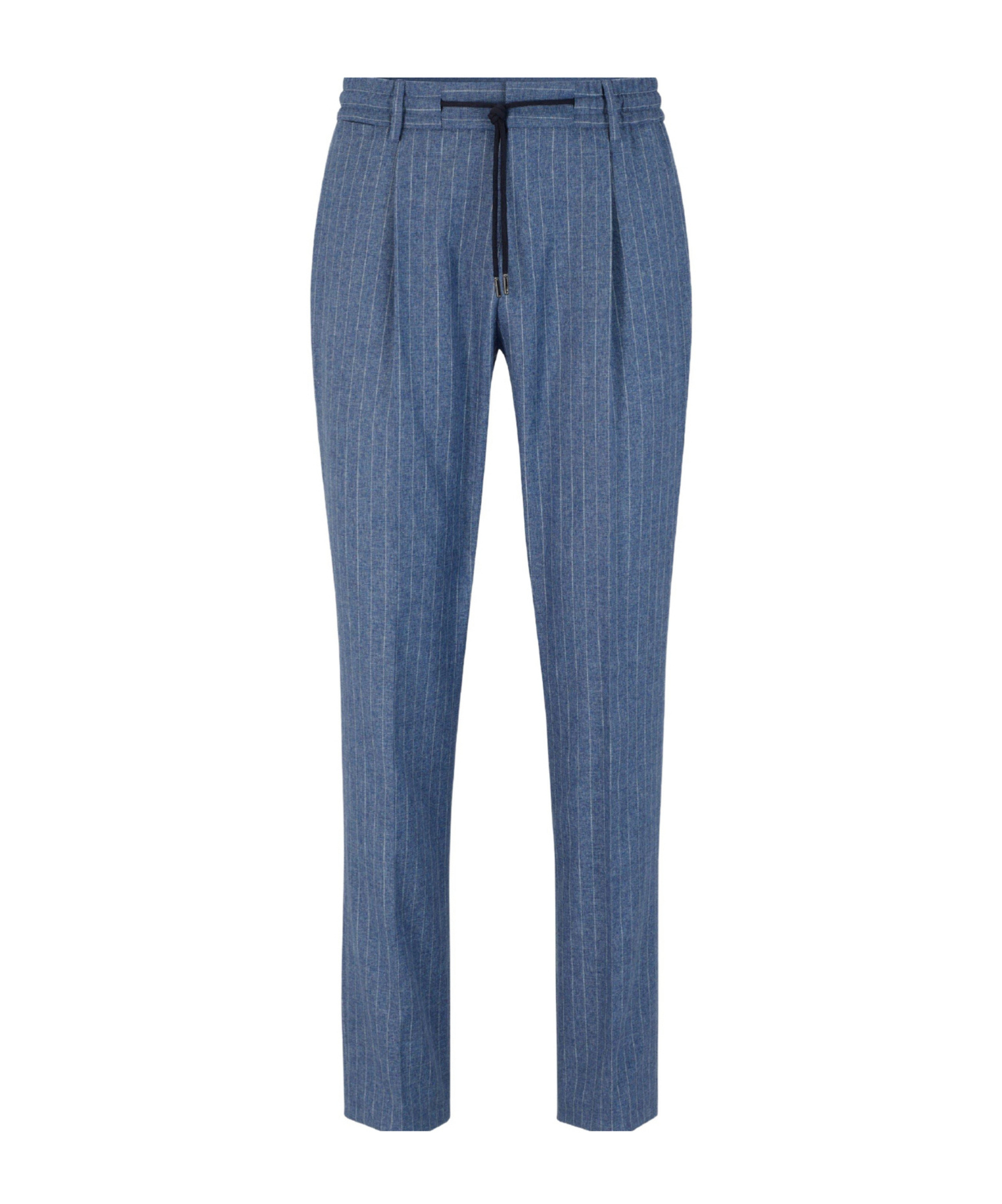 Hugo Boss Fine Pinstripe Pleated Casual Trousers In Blue