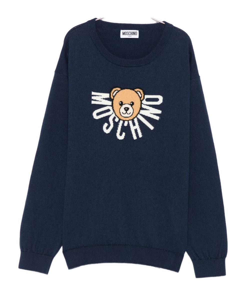 Moschino Teddy-logo Sweater In Blue