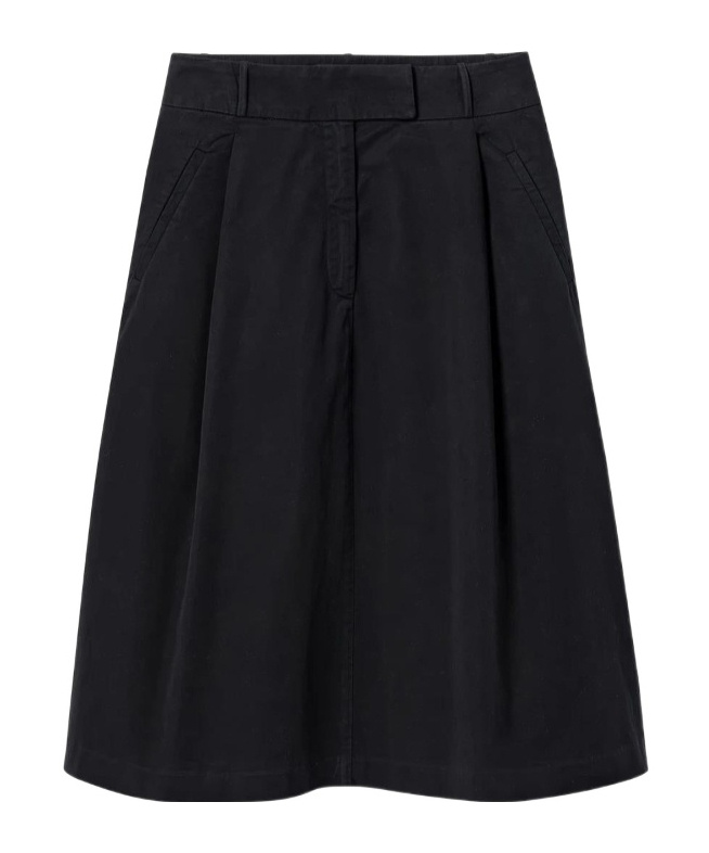 Apc Pleated Cotton Midi Skirt In Black