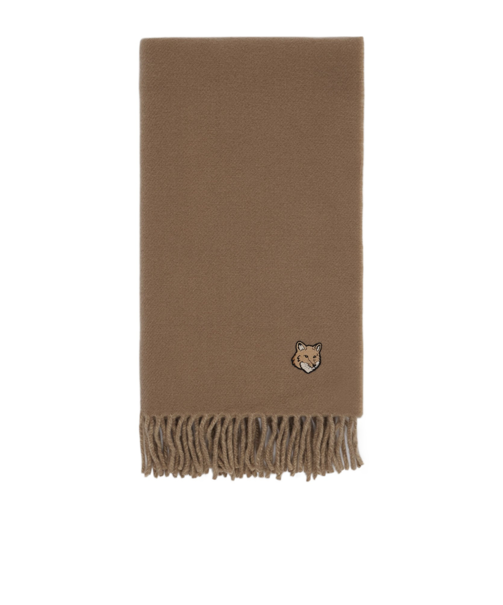 Maison Kitsuné Fox Head Double-sided Scarf In Brown