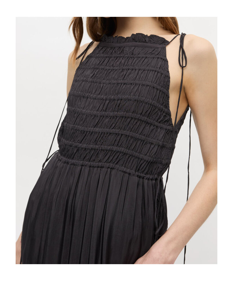 Ganni Gesmoktes Maxikleid Mit Schleifenverschluss In Black