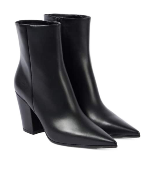 Gianvito Rossi Pointed Toe Zipper Leather Boots In Black